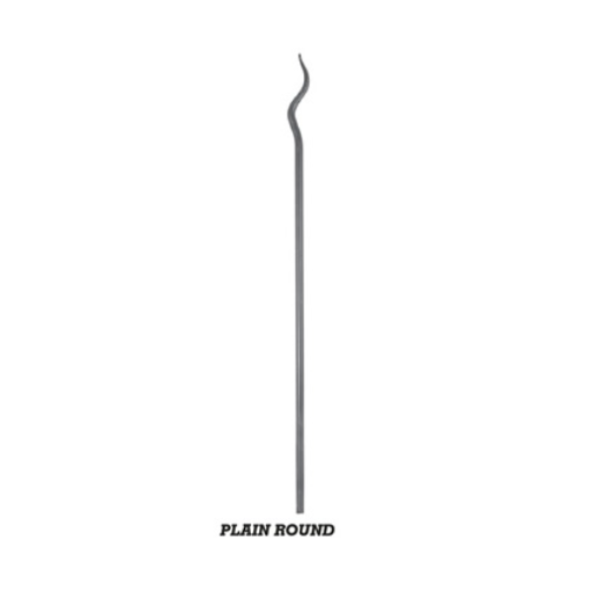 Wrought Iron Wavy Spear Point Plain Round Bar at 2M Long