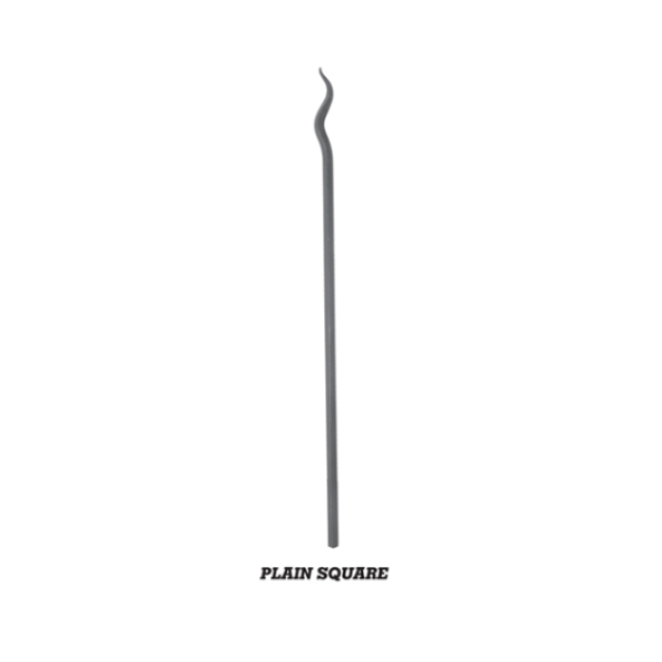 Wrought Iron Wavy Spear Point Plain Square Bar at 2M Long