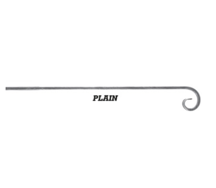 Wrought Iron Square Plain Single Scrolled Bar 2000mm Long