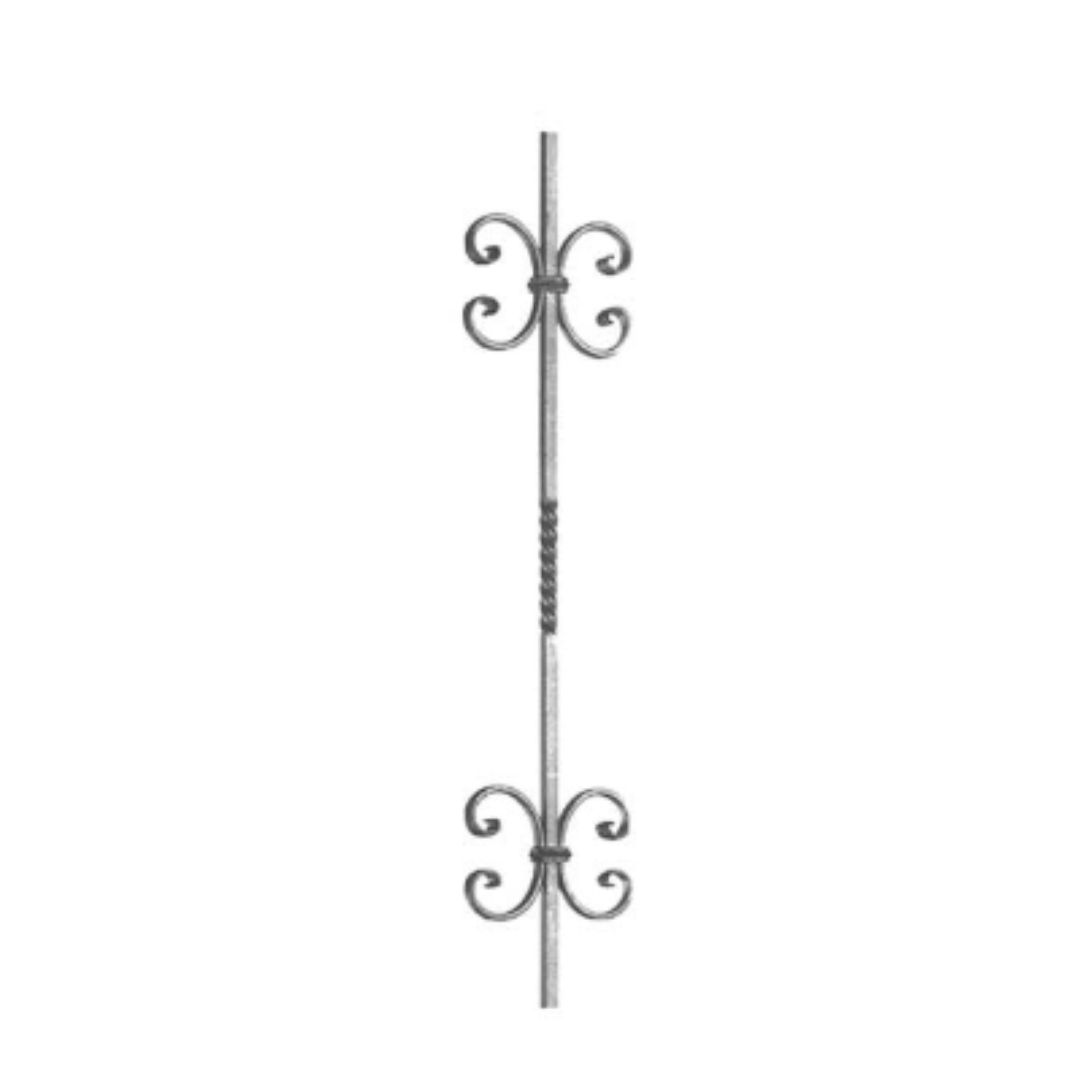 Wrought Iron 12mm Square Bar 1000mm Long Scroll Panel 155mm Wide 20/1