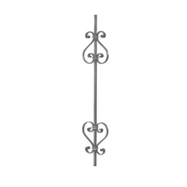 Wrought Iron Long Scroll Panel, 12MM Square Bar at 1M Long 21/3