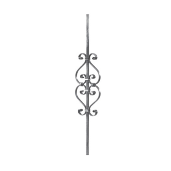 Wrought Iron Long Scroll Panel, 12MM Square Bar at 1M Long 21/4