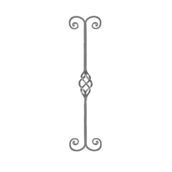 Wrought Iron Long Scroll Panel, 12MM Square Bar at 1M Long 22/2