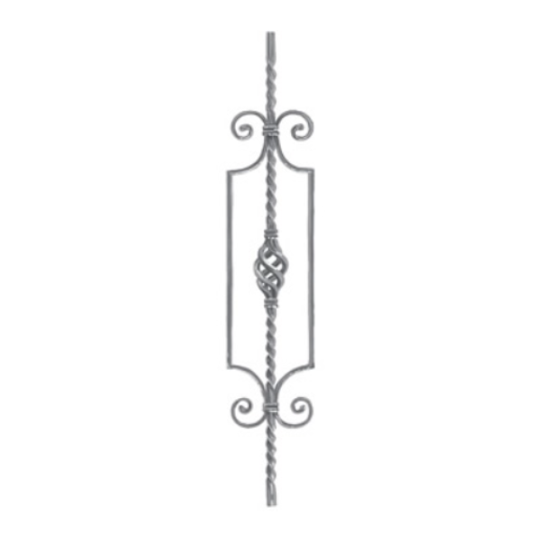 Wrought Iron Long Scroll Panel, 12MM Square Bar at 1M Long 22/3