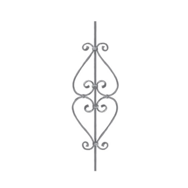 Wrought Iron Long Scroll Panel, 12MM Square Bar at 1M Long 24/3