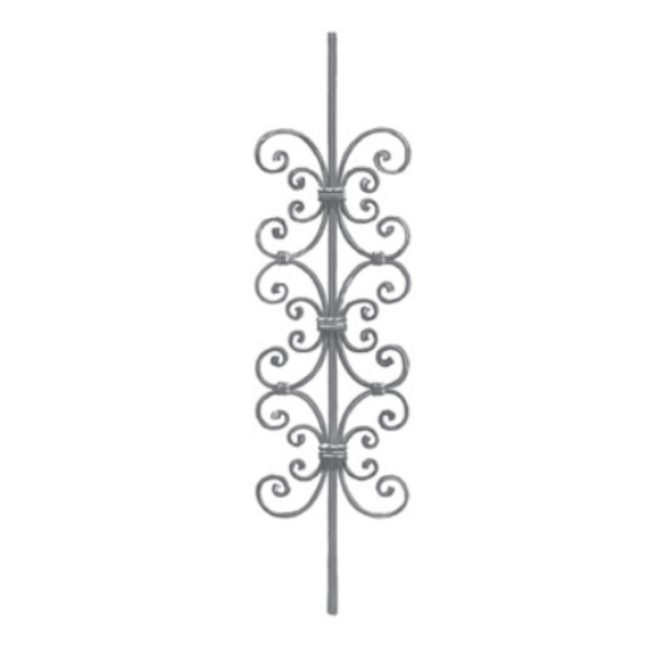 Wrought Iron Long Scroll Panel, 12MM Square Bar at 1M Long 25/3