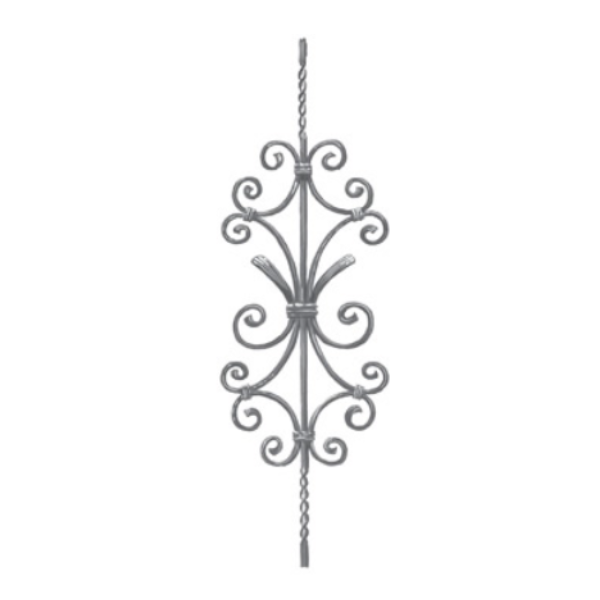 Wrought Iron Long Scroll Panel, 12MM Square Bar at 1M Long 25/4