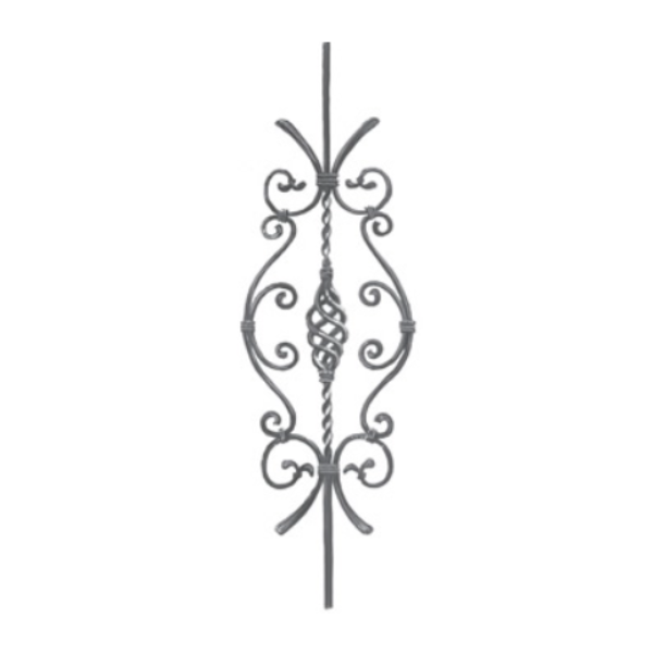 Wrought Iron Scroll Panel with Leaf Design, 12MM Square Bar at 1M Long 26/4