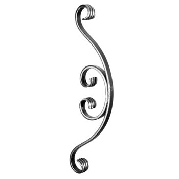 Wrought Iron Bowed Scroll with C Scroll 350mm x 95mm