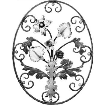 Wrought Iron Mixed Flower Oval Panel 690MM x 530MM