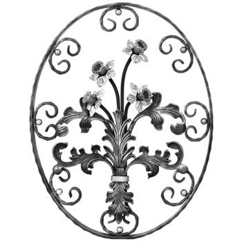 Wrought Iron Daffodil Oval Panel 690MM x 530MM