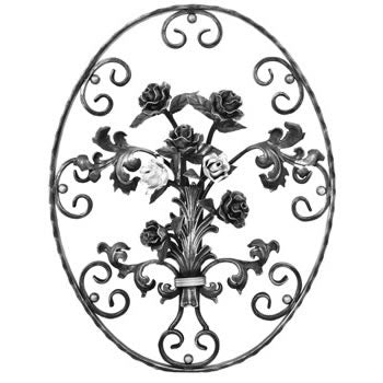 Wrought Iron Rose Oval Panel 690MM x 530MM