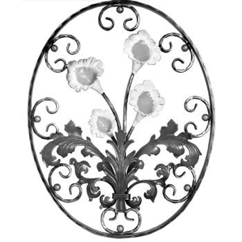 Wrought Iron Lily Oval Panel 690MM x 530MM