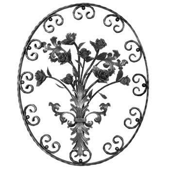 Wrought Iron Rose Oval Panel 830MM x 685MM