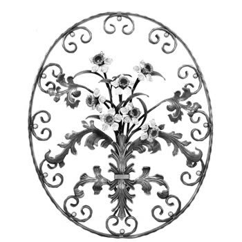 Wrought Iron Daffodil Oval Panel 830MM x 680MM