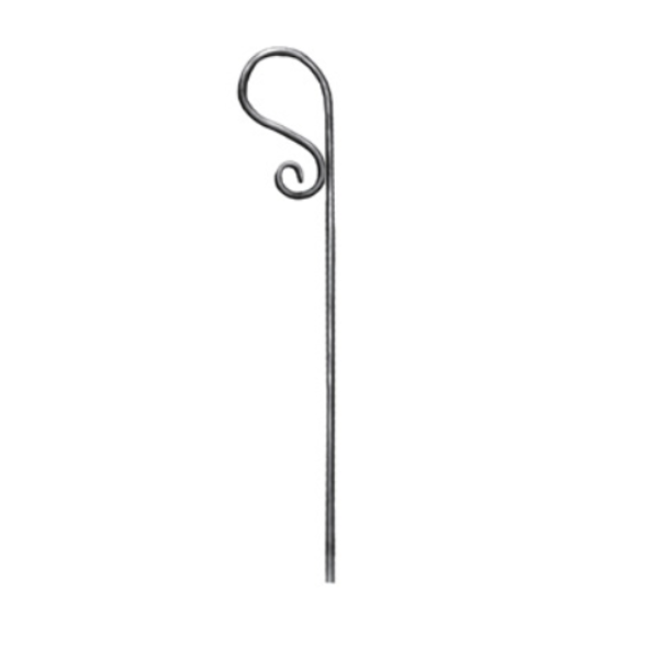 Hand Forged Wrought Iron Shepherds Crook Drop Bar 20mm S Base and 750mm Long 45/12c