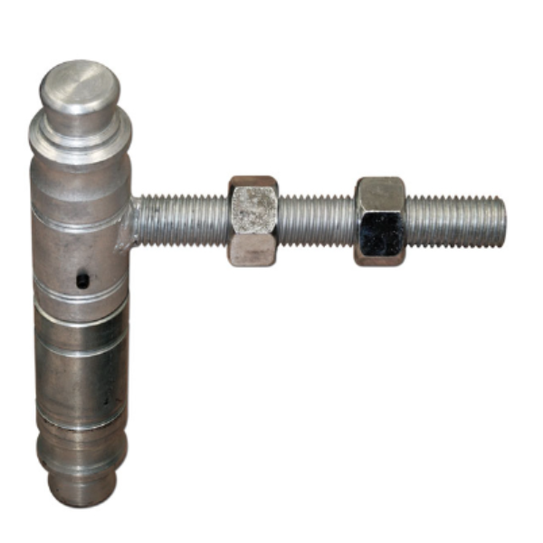 Left Hand Barrel Hinge Bracket with 265mm Height, 45mm Thread Diameter, and 25mm Diameter, 185mm Length 44/8C1LH