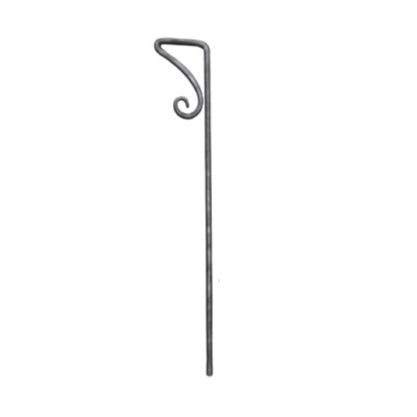 Wrought Iron Scrolled Drop Bar 20mm Base and 750mm Long 45/11C