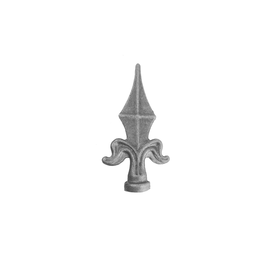 Fleur de Lys No Stem Wrought Iron Railhead 20mm Base 115mm High 58mm Wide 48/43A