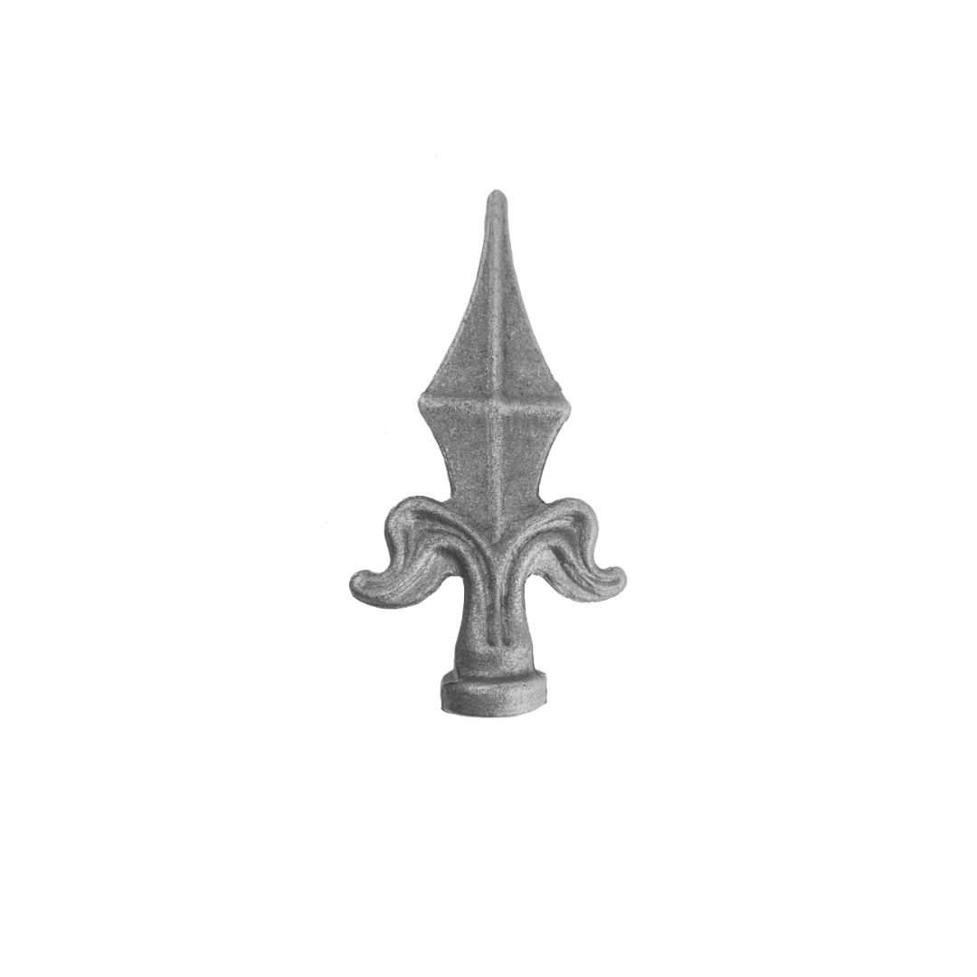 Fleur de Lys No Stem Wrought Iron Railhead 26mm Base 140mm High 70mm Wide 48/43B