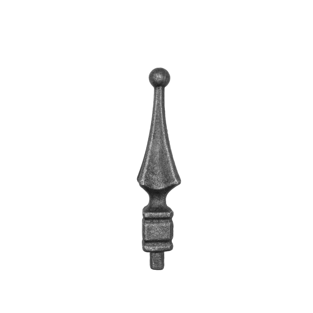 Ball Topped Fluted Wrought Iron Railhead 20mm Base 140mm High 30mm Wide With 8mm Stem 48/5