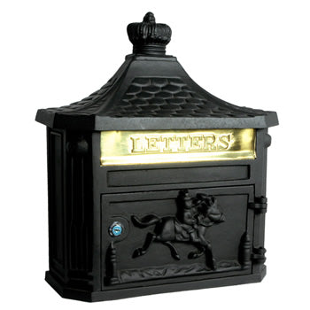 Black Cast Aluminium Letterbox Front Opening 55/8A