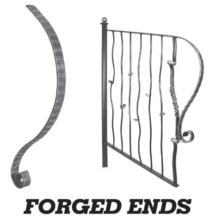 Wrought Iron 40mm x 8mm Long Swept Forge Ends