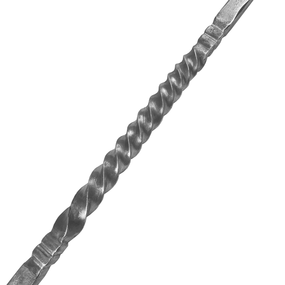 25mm Wrought Iron Square Hammered Edge Bar with Single Twist Forge Newel 1200mm High 9/15