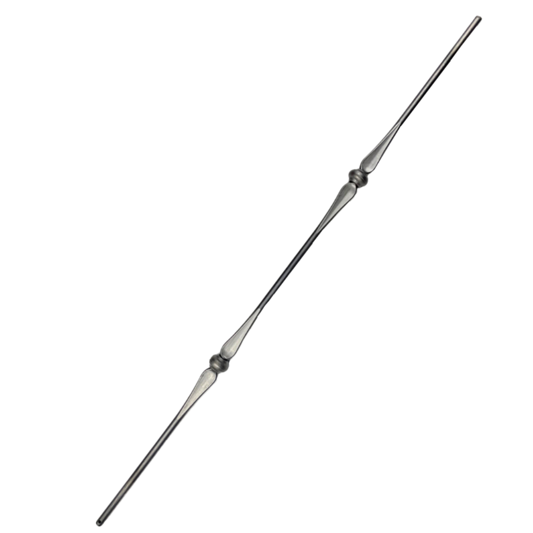 12mm Round Base 950mm Long Power Hammered Wrought Iron Bar 9/44