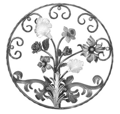 Wrought Iron Mixed Flower Circle Panel 550MM Diameter