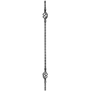 Double 4 Strand Cage on Wrought Iron Hammered Edge Square Bar at 1000mm Long