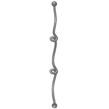 Double Knotted Wrought Iron Bar and Balls at Approx 900mm Long