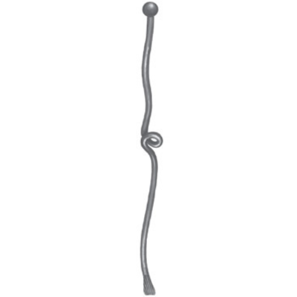 Single Knotted Wrought Iron Bar With Ball And Fishtail at Approx 900mm Long