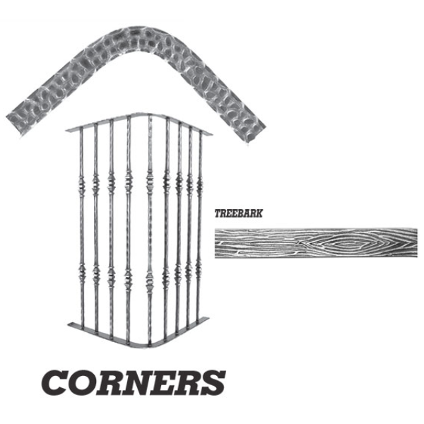 Wrought Iron Treebark Handrail Corner