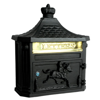 Black Cast Aluminium Letterbox Front Opening 465mm High 405mm Wide 155mm Deep 55 8a